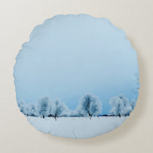 Winter-Bauernhof Rundes Kissen