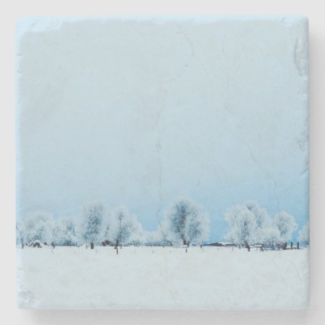 Winter-Bauernhof Steinuntersetzer (Vorderseite)