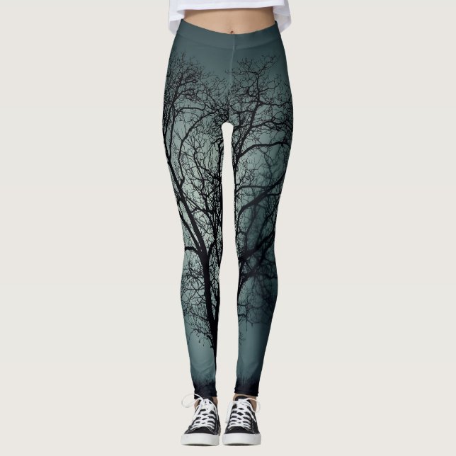 Winter-Baum-Leggings-dunkles aquamarines mit Leggings (Vorderseite)