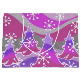 Winter Bäume Lila Geschenktasche groß Große Geschenktüte