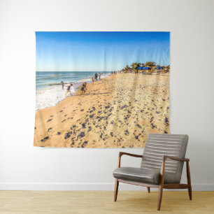Winter Beach Scene Tapestry Wandteppich