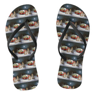 Winter Beagle Karawan Weihnachtsabenteuer Flip Flops