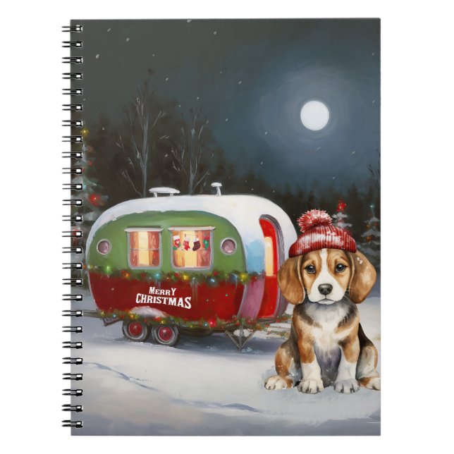 Winter Beagle Karawan Weihnachtsabenteuer Notizblock (Vorderseite)