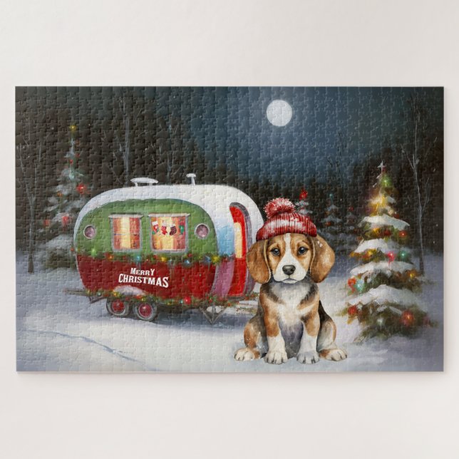 Winter Beagle Karawan Weihnachtsabenteuer Puzzle (Horizontal)
