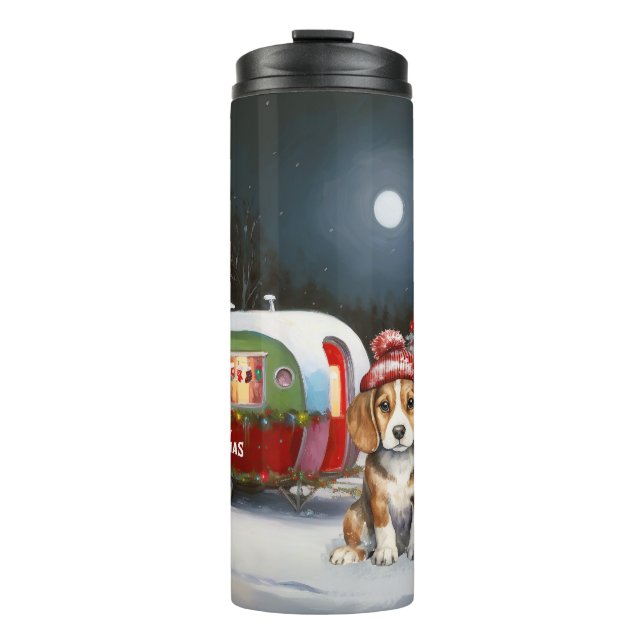 Winter Beagle Karawan Weihnachtsabenteuer Thermosbecher (Vorderseite)