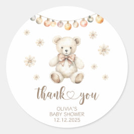 Winter Bear Bearly Wait Baby Dusche danke Runder Aufkleber