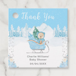 Winter Bear Blue Sleigh Baby Dusche Vielen Dank Geschenkanhänger