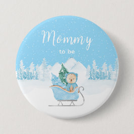 Winter Bear Blue Sleigh Mommy zu sein Button