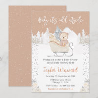 Winter Bear Brown Sleigh Baby Dusche