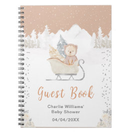 Winter Bear Brown Sleigh Baby Shooting Guest Book Notizblock