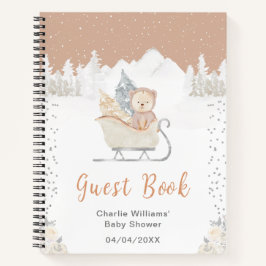 Winter Bear Brown Sleigh Baby Shooting Guest Book Notizbuch