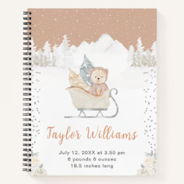 Winter Bear Brown Sleigh Geburtenstatistik Notizbuch