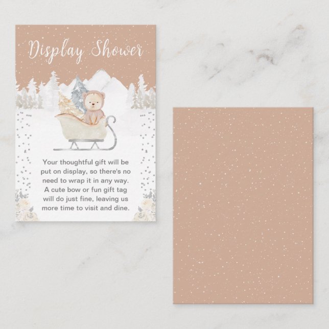 Winter Bear Brown Sleigh Showdusche Begleitkarte (Vorne/Hinten)