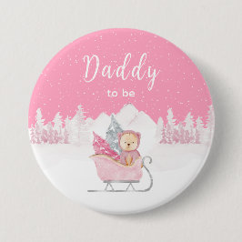 Winter Bear Pink Sleigh Daddy zu sein Button