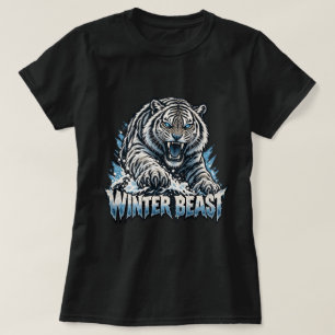 Winter-Beast-Weißer-Tiger-Shirt, Wütend Brüllendes T-Shirt