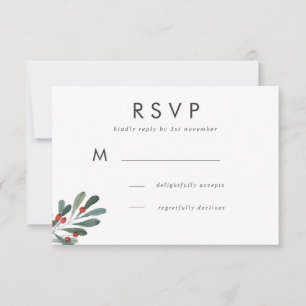 Winter-Beeren- und Blätter-Hochzeitsantwort RSVP Karte