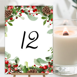 Winter-Beeren-Weihnachts-Hochzeitstisch-Nummer Tischnummer