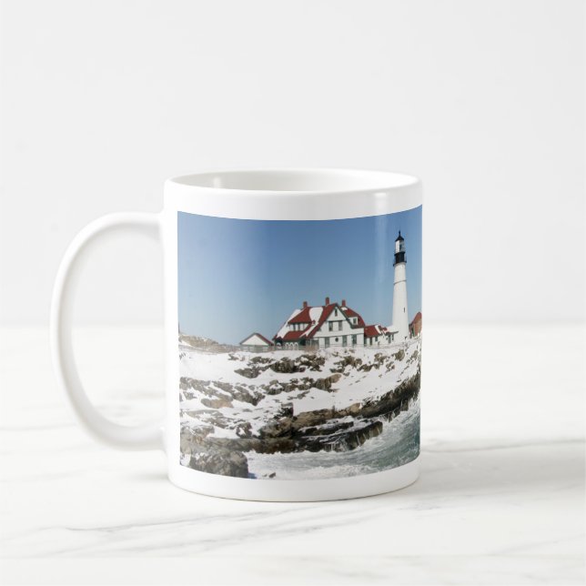 Winter bei Portland Head Light Kaffeetasse (Links)