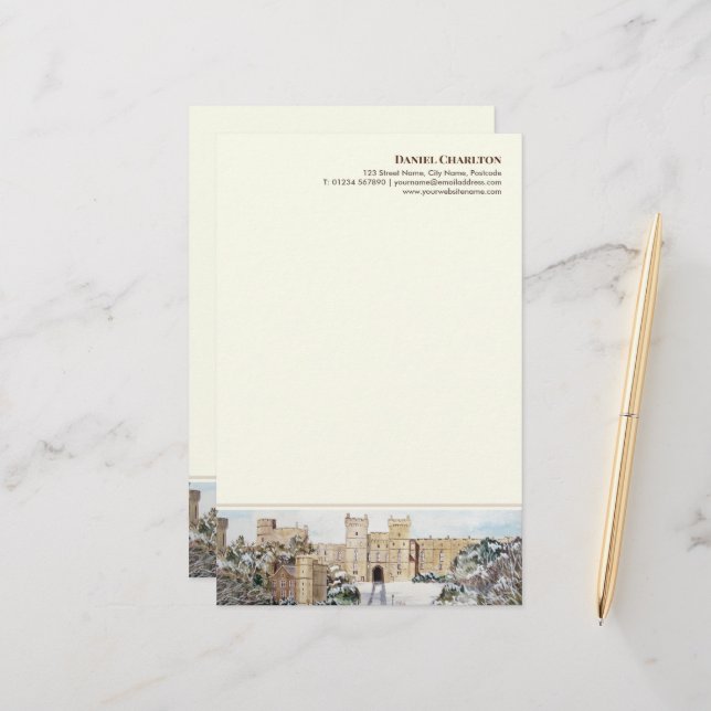 Winter bei Windsor Castle Painting Headed Paper Briefpapier (Vorderseite/Rückseite Beispiel)