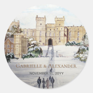 Winter bei Windsor Castle Painting Wedding Runder Aufkleber