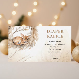 Winter Beige Baby Deer Diaper Raffle Baby Dusche Begleitkarte