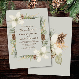 Winter Beige Elegante Script Wedding Einladung