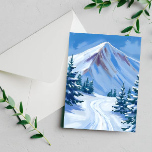 Winter-Berg-Aquarell-Schnee-Naturkarte