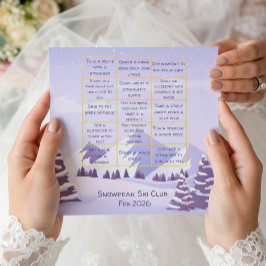 Winter-Berg-Junggesellinnen-Abschied-Bingo-Spielka Dankeskarte