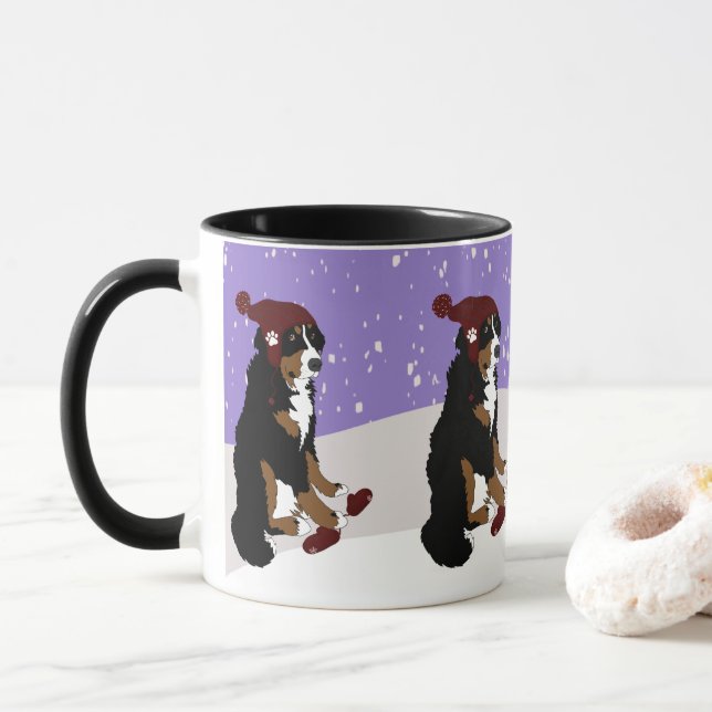 Winter Bernese Mountain Dog  Tasse (Mit Donut)
