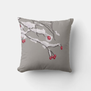 Winter Berries Branchen im Schnee bedeckt Kissen