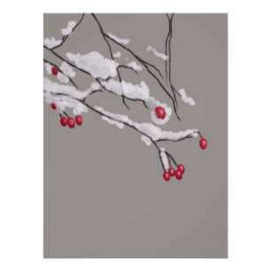 Winter Berries Branchen im Schnee bedeckt Poster