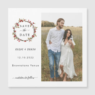Winter Berries Foto Hochzeit speichern das Datum Magnetkarte