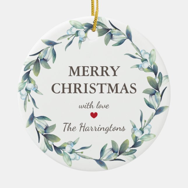 Winter Berries Frohe Weihnachtsferien Keramik Ornament (Vorne)
