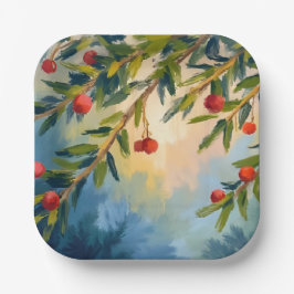 Winter Berries & Greenery | Feiertag Pappteller
