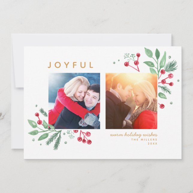 Winter Berries Greenery Frohe Weihnachten 2-Foto (Vorderseite)