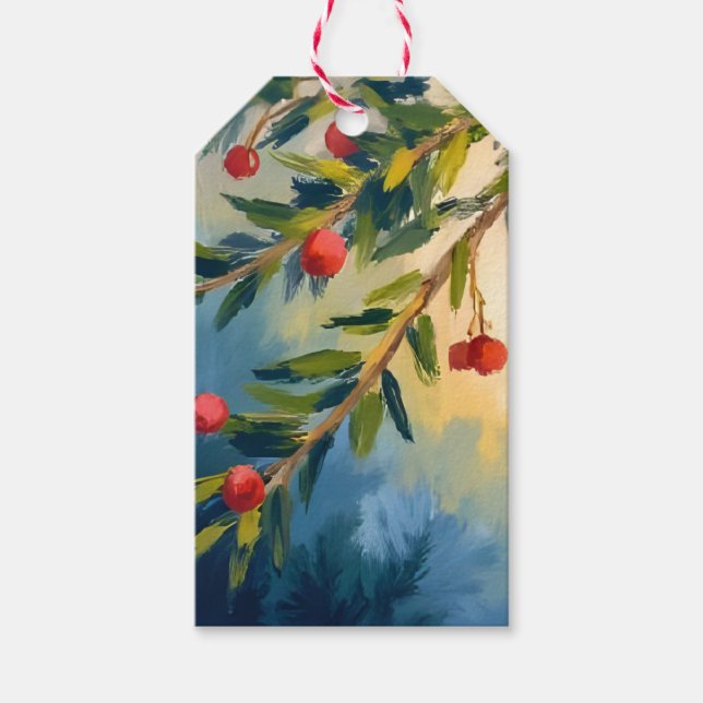 Winter Berries & Greenery | Weihnachten Geschenkanhänger (Vorderseite)