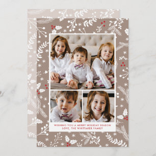 Winter Berries in Ecru Weihnachtsferien - Flat Car Einladung