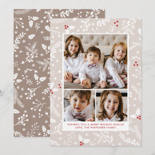 Winter Berries in Ecru Weihnachtsferien - Flat Car Einladung