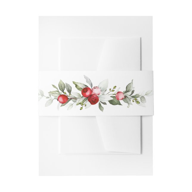 Winter Berries Monogram Wedding Einladung Einladun Einladungsbanderole (Vorderseite Beispiel)