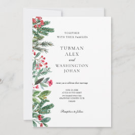 Winter Berries Pine Cone Grüne Hochzeit Einladung