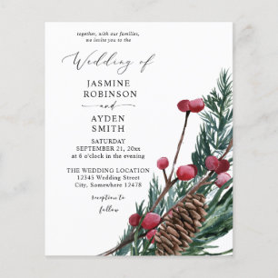 Winter Berries & Pine Greenerity Wedding Flyer