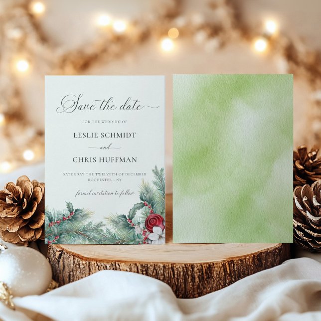 Winter Berries & Pine Weinkeller Hochzeit Save The Date (Von Creator hochgeladen)