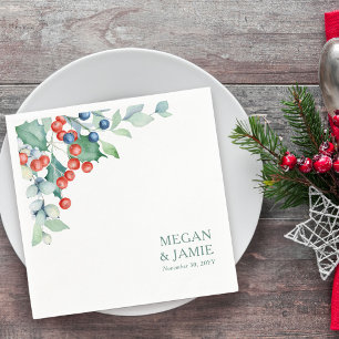 Winter Berries und Holly Wedding Napkins Serviette