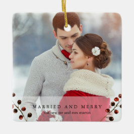 Winter Berries Verheiratet und Merry Foto Ornament