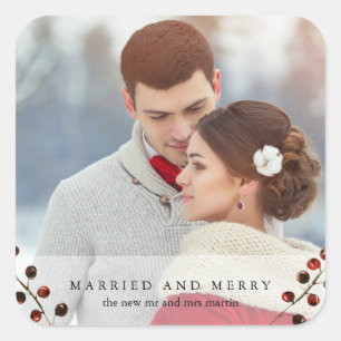 Winter Berries Verheiratet und Merry Foto Sticker