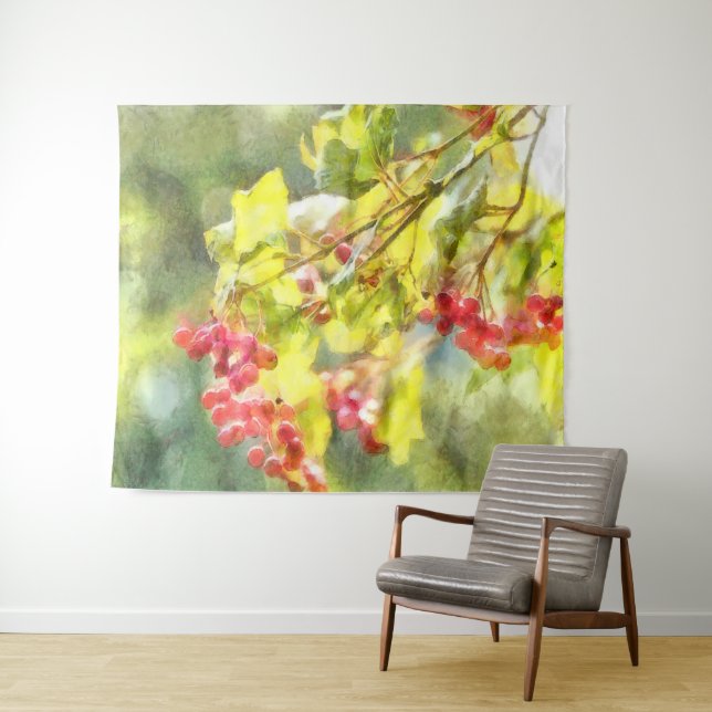 Winter Berries Wasserfarbe Wandteppich (Beispiel (Horizontal))