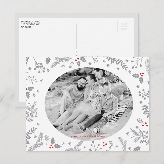 Winter Berries Weihnachtsfeiertag Feiertagspostkarte (Vorne/Hinten)