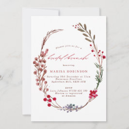 Winter Berries Wreath Bridal Brunch Einladung