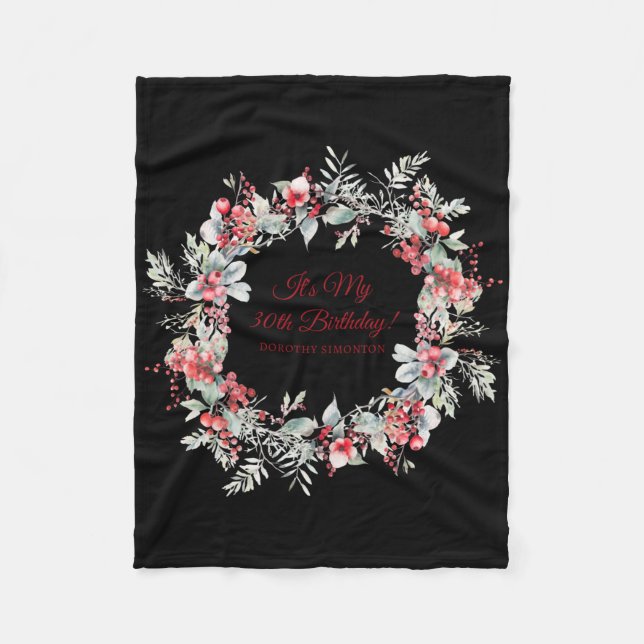 Winter Berry 30th Birthday Elegant  Fleecedecke (Vorderseite)