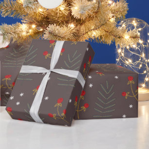 Winter Berry Botanische Weihnachten Geschenkpapier